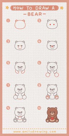 How to Draw a bear - Really Easy Drawing Tutorial - Learn how to draw a bear in this easy-to-follow step-by-step guide, whether you like cute cartoon a bear or want to stay true to tradition. Cute Easy Teddy Bear Drawing, Drawing Bear Cute, How To Draw Cute Bear, Teddy Bear Drawing Step By Step, Cute Simple Bear Drawing, Kawaii How To Draw, Drawing A Bear, How To Learn Drawing For Beginners