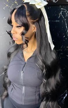 half up half down hairstyle Frontal Styles Ideas Curly Hair, La Hairstyles, 20th Bday, Bday Shoot, Sleek Ponytail Hairstyles, Wig Styling, Quick Braided Hairstyles