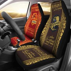 the hog potter car seat covers are designed to look like harry potters crests