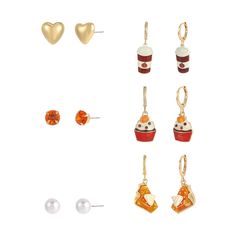 PRICES MAY VARY. HIGH QUALITY CRAFT: This women's earring set is carefully crafted using high-quality materials to ensure its durability and long-lasting beauty. The creative design adds a stylish touch to any outfit, making it the perfect addition to your everyday collection. 6PAIRS AUTUMN EARRINGS :You will get 6 pairs of different Autumn earrings:pearl studs earrings, rhinestones earrings,3 different cake shaped earrings,heart earrings.Decorated with sparkling rhinestones, they're super styli Autumn Earrings, Novelty Earrings, Cute Stud Earrings, Boo Basket, Earrings Heart, Fall Earrings, Summer Earring, Outfit Making, Studs Earrings