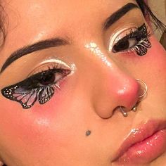 Face Painting Aesthetic, Summer Eye Makeup, Festival Make Up, Butterfly Makeup, Orange Makeup, Make Up Videos