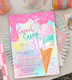 an ice cream themed birthday party with paper plates and napkins