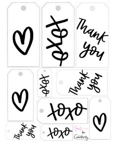 some tags that say thank you and have hearts on them