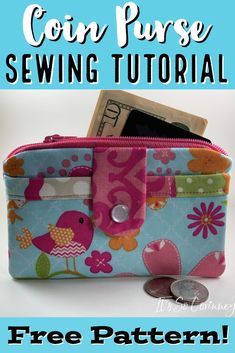 the coin purse sewing pattern is easy to sew, and it's great for beginners