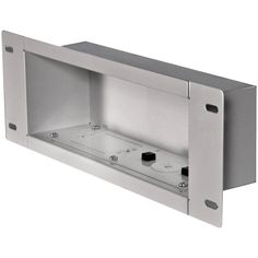 an aluminum enclosure with two outlets for electrical equipment on the side and one outlet in the middle