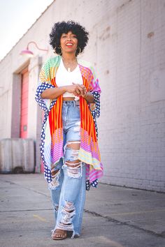 Sweeney Style, Sweenee Style, Plus Size African, Ripped Denim Pants, Printed Kimono, By Any Means Necessary, Kimono Duster, Fall Jeans, Trendy Fashion Tops