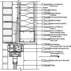 an architectural drawing showing the details of a building's external wall and floor plan