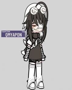 an anime character with long black hair and white shoes, wearing headphones on her ears