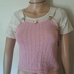 Nwot Teeny, Pale Pink & Cream Rosette Corset Look Cropped Tshirt Dainty Cream Rosette In Center Suspenders 100% Cotton Size Xxs To Xs 30 To 34" Chest 90's Y2k Pink Casual Crop Top T-shirt, Pink Fitted Crew Neck Crop Top, Pink Fitted Crew Neck Tank Top, Casual Pink Crop Top T-shirt, Spring Pink Crew Neck Tank Top, Pink Crew Neck Tank Top For Spring, Pink Cotton Crew Neck Tank Top, Pink Casual Crew Neck Crop Top, Casual Pink Crop Top With Crew Neck