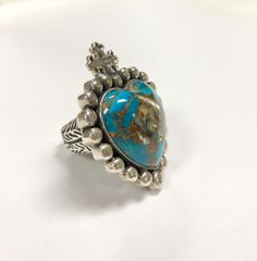 Please allow 6 to 8 weeks for this item to be custom made and to be shipped Designed by Dian Malouf Dian Malouf uses sterling sliver and 14K gold 8598 Dian Malouf, Cross Ring, Gold Cross, Stone Heart, Silver Cross, Turquoise Ring, Silver Gold, Heart Ring, Silver Rings