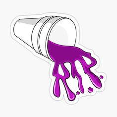 a purple liquid spilling out of a white tube sticker