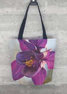 Purple Colorado Columbine. This gorgeous all-over printed tote bag features sturdy, weather-resistant fabric and dual 100% natural cotton bull denim shoulder straps. Make a beautiful, artful statement with this stand out, all-season VIDA Tote Bag - whether on an afternoon stroll around town or a weekend out of town. Hand-cut and made in USA. Audacity Press original. Ted Baker Icon Bag