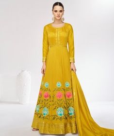 Anarkali Suit Eugeniya Belousova, Silk Anarkali Gown, Indowestern Gowns, Floor Length Anarkali, Lehenga Choli Wedding