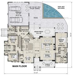 the main floor plan for this house is very large and has an open living area