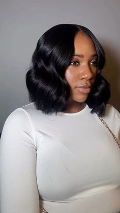 Bob For Graduation, Middle Part Bob Black Women Curls, Curly Short Wig Hairstyles Black Women, Prom Bob Hairstyles For Black Women, Bob Wig For Black Women Curly, Wig Bob Curly, Cute Bob Hairstyles For Black Women Quick Weave, Bob With Soft Curls, Beach Wave Quick Weave Bob