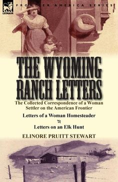 the wyoming ranch letters, written in black and white with an image of a woman holding a