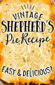 vintage shepherd's pie recipe in a glass dish