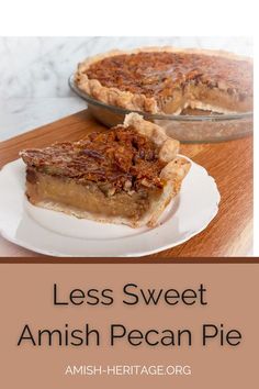 a piece of pie sitting on top of a white plate next to a pie pan