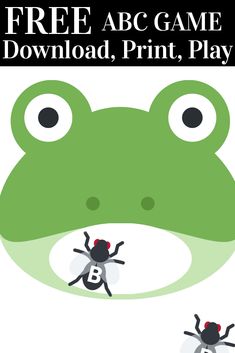 an image of a frog and antelope with the text free abc game printable