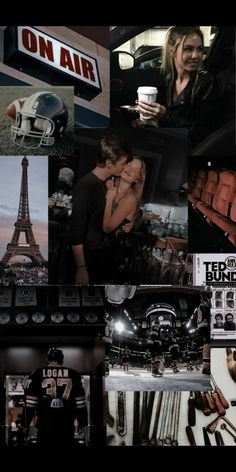 the collage shows many different things in black and white, including an eiffel tower