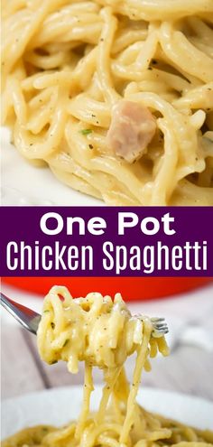 one pot chicken spaghetti is an easy and delicious dinner