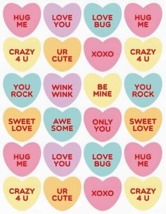 candy hearts with words that say i love you, crazy u and crazy u