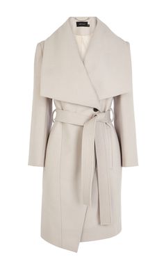 Belted Coat by Karen Millen Luxury Coat, Oversized Collar, Fabric Wool, White Coat, Women's Coats & Jackets, Trench Coats