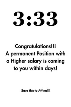 a poster with the words, 3 53 congratulationss a permanent position with a higher salr is coming to you within days