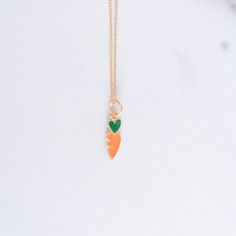 Comes on a 16" chain 16 Inch Pendant Necklace For Gift, Orange Necklace With Adjustable Chain For Gift, Orange Necklace With Adjustable Chain As Gift, Green Pendant Necklace For Everyday Wear, Everyday Green Pendant Necklace, Everyday Charm Pendant Necklaces, Green Adjustable Chain Charm Necklace For Everyday, Green Cable Chain Necklace For Gift, Sterling Silver Necklaces With Charms