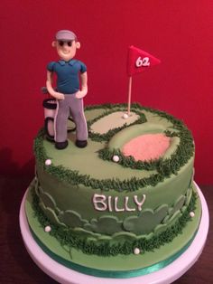 a birthday cake with a golf theme on it