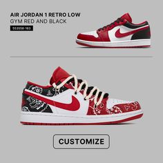 "Do you prefer the original Air Jordan 1 Low 'Reverse Black Toe' Gym Red and Black or the custom made version?😎 Answer in the comment! Original Air Jordans, Jumpman Logo, Wings Logo, Air Jordan 1 Low, Jordan 1 Low, Latest Sneakers, Air Jordan 1 Retro, Red Accents, Jordan 1 Retro