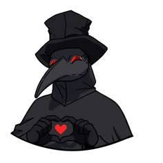 a black bird wearing a top hat and holding a red heart in its beaks