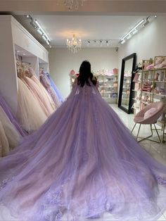 Purple quinceañera dresses, long tail, princess looking Purple Quinceañera Dresses, Quincenera Dresses Princess Light Purple, Luxury Lavender Dress For Debutante Ball, Lavender Princess Dress For Birthday, Qencenera Dress Lavender, Purple Quinceanera Dress For Debutante Ball, Prom Season, Quince Outfit, Rapunzel Quince