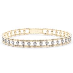 This luxurious bracelet features a round diamond design crafted with 14k yellow gold. The flexible beaded bangle allows for comfortable wear and adds a touch of elegance to any outfit. Indulge in the beauty and versatility of this stunning piece, perfect for any occasion. Key Details: Metal Type: 14k Yellow Gold Primary Stone Type: Diamond Primary Stone Size: 18 Round Shape Stones, .53 CTW Wrist Size: 6.75" Yellow Gold Diamond Beaded Jubilee Bracelet, Elegant Diamond Beaded Bracelets In Yellow Gold, Elegant Yellow Gold Beaded Bracelets With Diamond Accents, Elegant Yellow Gold Diamond Bracelet With Flexibility, Elegant Flexible Yellow Gold Diamond Bracelet, Elegant Yellow Gold Beaded Bangle Bracelets, Elegant Yellow Gold Beaded Bangle Bracelet, Elegant Gold-tone Beaded Bangle Bracelets, Elegant Flexible Bracelets With Round Beads