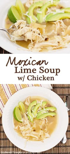 mexican lime soup w / chicken on a white plate