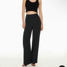 Work Once. Regular Length In Black Crepette Aritzia Effortless Pants, Aritzia Jumpsuit, Effortless Pants, Melina Pants, Melina Pant, Brown Leather Pants, Cream Trousers, Vegan Leather Leggings, Suede Pants