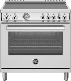 an oven with two burners and one door on the front, is shown in stainless steel