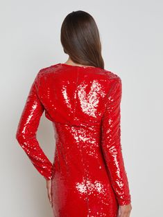 A stunning, bold red sequin shrug for any occasion that calls for statement sleeves. • Sequined fabric• Fully lined• Cropped silhouette• Open-front style | L'AGENCE Rocco Sequin Shrug In Red Sequin Fitted Embellished Sequin Dress For Christmas, Fitted Embellished Sequin Christmas Dress, Embellished Sequin Dress For Christmas, Red Glamorous Sequin Fabric For Night Out, Red Fitted Sequin Dress Glamorous Style, Glamorous Fitted Red Sequin Dress, Festive Sequin Dress For Holiday Party With Contrast Sequin, Festive Contrast Sequin Dress For Holiday Party, Glamorous Red Sequin Fabric For Evening