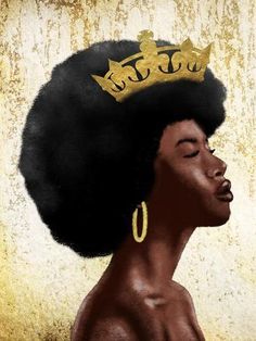 size: 12x9in Art Print: Afro Queen 1 by Marcus Prime : Black Royalty Aesthetic, Afro Queen, Black Royalty, Royalty Aesthetic, Great Paintings, Flagstaff, Photo Styling, Black Queen, Black Art