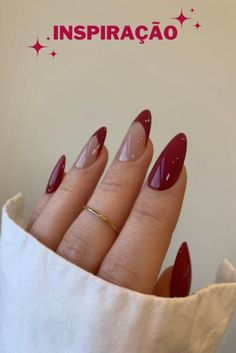 Medium Almond Acrylic Nails Red, Red Biab Nail Art, Pinkish Red Nails, Acrilyc Nails Design Ideas, Read Nails, Nails Aesthetic Red, Detail Nails, Red Nails Aesthetic, Red Nails Design