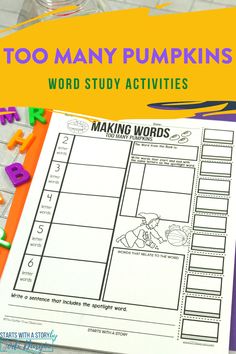 a pumpkin themed word study activity for kids