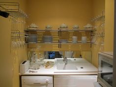 the kitchen is clean and ready to be used for dinner or desserts, as well as dishes