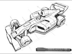 a pencil drawing of a futuristic race car