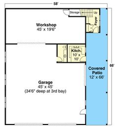 the floor plan for this garage is divided into two separate rooms and has an attached living area