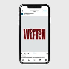 a cell phone with the word wffon on it's screen and an image of