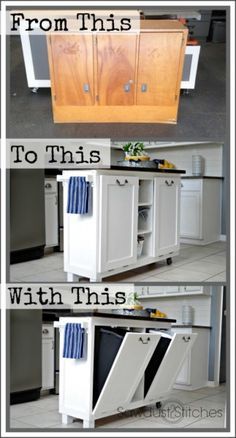 the before and afters of an old kitchen cabinet remodel with new doors