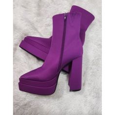 Distortion Chelsea Boot - Synthetic Upper, Leather Sole - Purple - Ultra High Heel - Brand New With/Without Tags. May Have Been Tried On In Store, But In Like-New Condition. Line Thru Tag Is To Prevent Store Return Platform Party Boots With Almond Toe, Party Platform Boots With Padded Heel And Closed Toe, Party Platform Boots With Almond Toe, Almond Toe Platform Boots For Party, Party Platform Heeled Boots With Almond Toe, Party Heeled Boots With Platform And Almond Toe, Purple Platform Party Boots, Purple Platform Boots For Party, Party Almond Toe Platform Heeled Boots