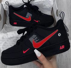 Red Black Custom Air Force 1-shecustomize Neon Nike Shoes, Skor Sneakers Nike, Buty Jordan, Обувь Air Jordan, Buty Marki Nike, Boty Nike, Skor Sneakers, Jordan Shoes Girls, Custom Nike Shoes