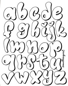 the alphabet is drawn in black ink and has been placed on top of each other