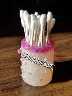 Q Tip Holder, Q Tip, Pink Crystal, Reed Diffuser, Epoxy Resin, Pale Pink, Tools, Crystals, Pink